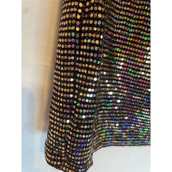 Women's Juniors Large Gold Sequin Sparkle Stretch Mini Skirt EUC - Picture 7 of 10